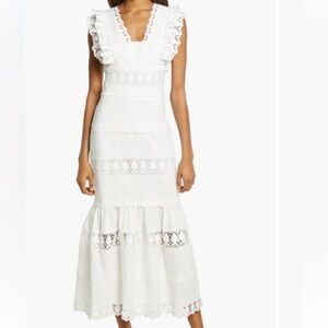 Endless Rose Lace Trim Linen & Cotton Ruffle Dress